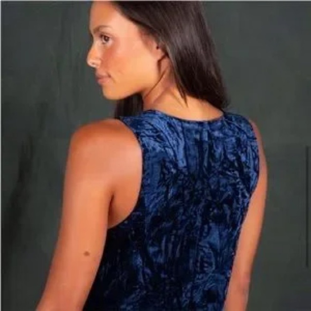 Natural Life Veronica Navy Crushed Velvet Sleeveless Maxi Dress N266-15 - Picture 3 of 9